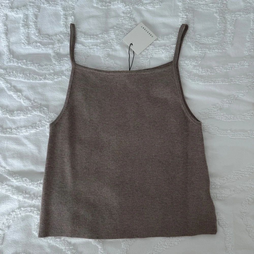 Crescent Brown Cardigan and Tank Top Set, Size S - Picture 3 of 6
